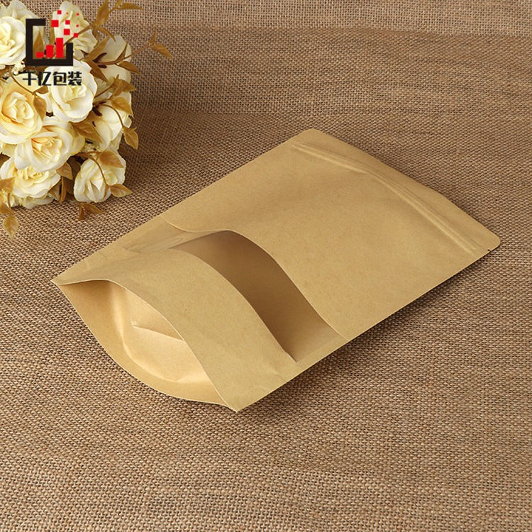 Brown Stand-Up Kraft Paper Bags with Square Window product photo 2